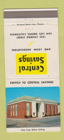 Matchbook Cover - Central Savings and Loan San Luis Obispo CA 30 Strike