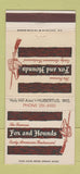 Matchbook Cover - Fox and Hound's Restaurant Hubertus WI 30 Strike