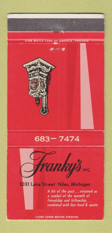 Matchbook Cover - Franky's Restaurant Niles MI 30 Strike