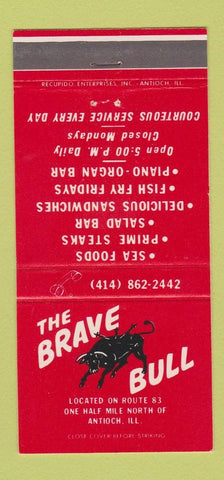 Matchbook Cover - Brave Bull Antioch IL 30 Strike