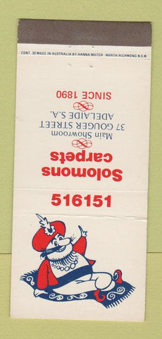 Matchbook Cover - Solomons Carpets Adelaide Australia  30 Strike