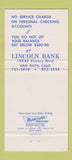 Matchbook Cover - Lincoln Bank Van Nuys CA 30 Strike