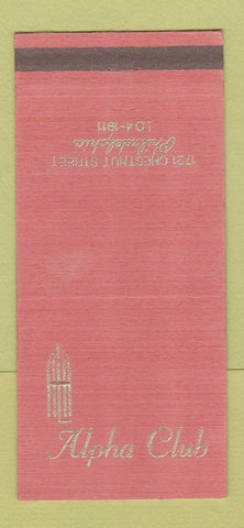 Matchbook Cover - Alpha Club Philadelphia PA WEAR 30 Strike