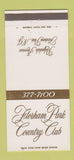 Matchbook Cover - Florham Park Country Club NJ 30 Strike