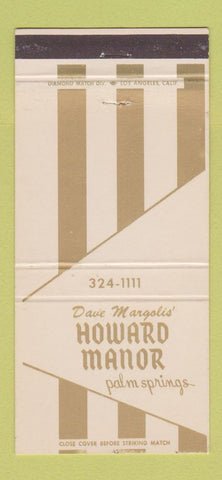 Matchbook Cover - Howard Manor Palm Springs CA Dave Margolis 30 Strike