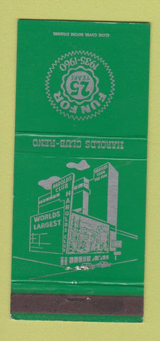 Matchbook Cover - Harolds Club Casino Reno NV 1960 GREEN 30 Strike