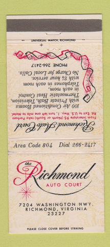 Matchbook Cover - Richmond Auto Court Richmond VA Motel 30 Strike