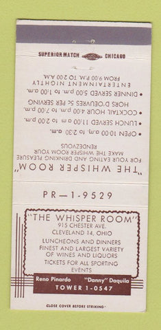 Matchbook Cover - Whisper Room  Cleveland OH restaurant 30 Strike