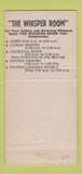 Matchbook Cover - Whisper Room  Cleveland OH restaurant 30 Strike