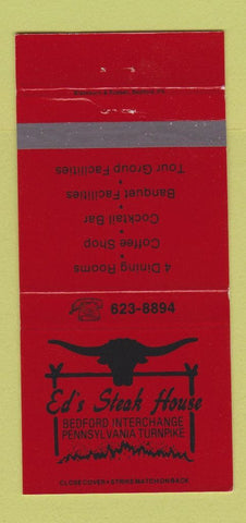 Matchbook Cover - Ed's Steak House Bedford PA 30 Strike