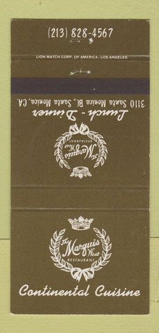 Matchbook Cover - Marquis West Restaurant Santa Monica CA 30 Strike