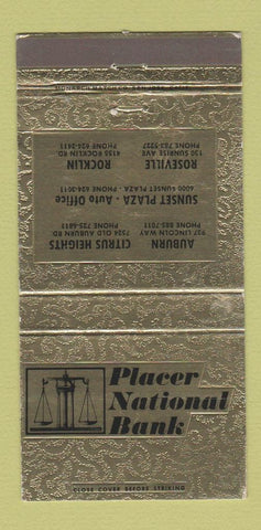 Matchbook Cover - Placer National Bank Auburn Roseville CA 30 Strike