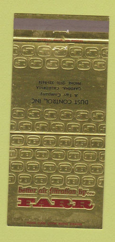 Matchbook Cover - Farr Air Filtration Dust Control Gardena CA 30 Strike