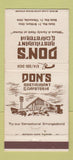 Matchbook Cover - Don's Restaurant Brilliant OH Tiltonsville OH 30 Strike
