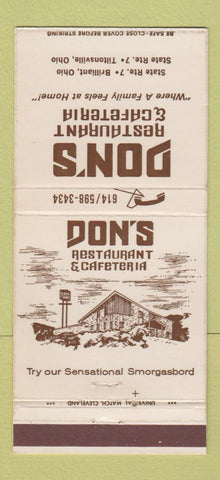 Matchbook Cover - Don's Restaurant Brilliant OH Tiltonsville OH 30 Strike