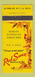 Matchbook Cover - Red Sauce Restaurant Italian New York City 30 Strike