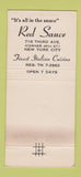 Matchbook Cover - Red Sauce Restaurant Italian New York City 30 Strike