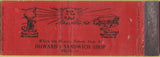 Matchbook Cover - Howard's Sandwich Shop Welsh LA WORN