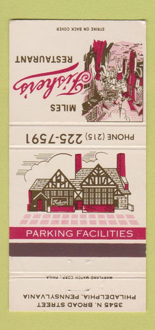 Matchbook Cover - Miles Fisher's Restaurant Philadelphia PA 30 Strike