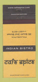 Matchbook Cover - Cafe Spice Indian Bistro Philadelphia PA 30 Strike