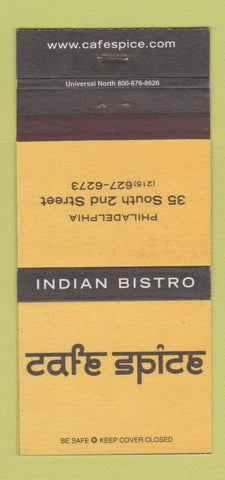 Matchbook Cover - Cafe Spice Indian Bistro Philadelphia PA 30 Strike