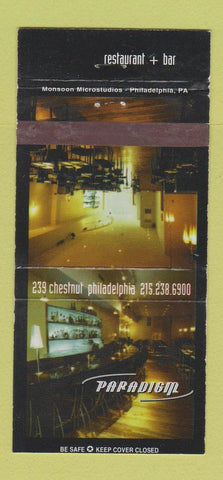 Matchbook Cover - Paradigm Restaurant Bar Philadelphia PA 30 Strike