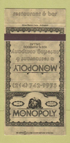 Matchbook Cover - Monopoly Restaurant Dallas TX 30 Strike