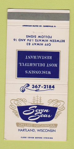 Matchbook Cover - Seven Seas Restaurant Hartland WI 30 Strike