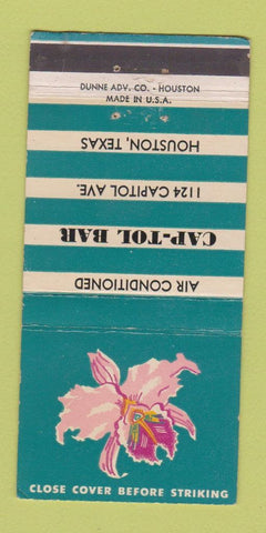 Matchbook Cover - Cap Tol Bar Houston TX Capitol 30 Strike
