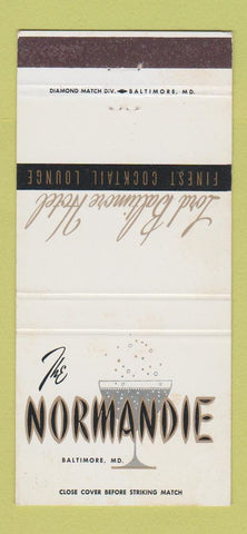 Matchbook Cover - Lord Baltimore Hotel MD Normandie WEAR 30 Strike