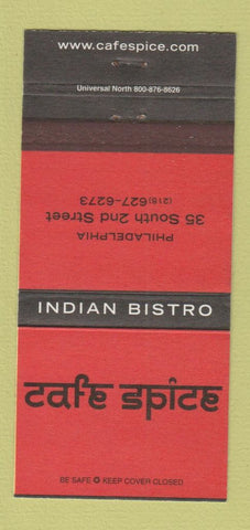 Matchbook Cover - Cafe Spice Indian Bistro Philadelphia PA 30 Strike