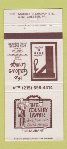 Matchbook Cover - The Country Lawyer Restaurant West Chester PA 30 Strike