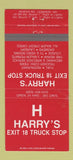 Matchbook Cover - Harry's Exit 18 Truck Stop Lebanon NH 30 Strike