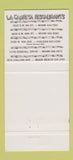 Matchbook Cover - La Carreta Restaurants Cuban Miami Beach FL 30 Strike