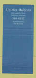 Matchbook Cover - Studio One Salon Sudbury ON WEAR 30 Strike