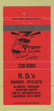Matchbook Cover - RD's Barber Shop Lakewood Colorado 30 Strike
