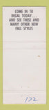 Matchbook Cover - Regal Shoe Stores New York City 30 Strike