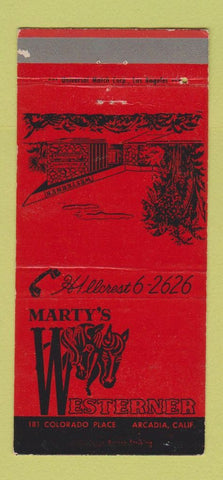 Matchbook Cover - Mary's Westerner Arcadia CA WEAR 30 Strike