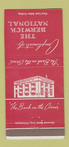 Matchbook Cover - Berwick National Bank PA 30 Strike