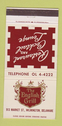 Matchbook Cover - English Grill Restaurant Wilmington DE 30 Strike