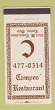 Matchbook Cover - Campos' Restaurant Canton OH 30 Strike