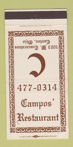 Matchbook Cover - Campos' Restaurant Canton OH 30 Strike