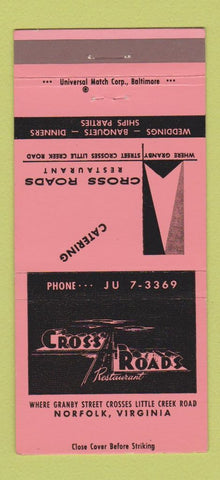Matchbook Cover - Cross Roads Restaurant Norfolk VA 30 Strike