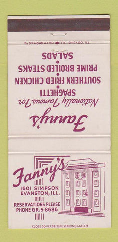 Matchbook Cover - Fanny's Evanston IL Restaurant 30 Strike