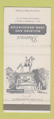 Matchbook Cover - District Building and Loan Washington DC 30 Strike