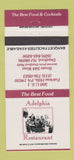 Matchbook Cover - Adelphia Restaurant Fairless Hills PA Deptford NJ 30 Strike