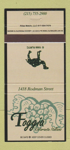 Matchbook Cover - Foggia Ristorante Philadelphia PA Camel Cigarettes 30 Strike