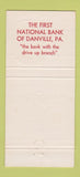 Matchbook Cover - First National Bank Danville PA 30 Strike