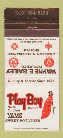 Matchbook Cover - Play Boy Brand Yams Sweet Potatoes Chadbourn NC 30 Strike
