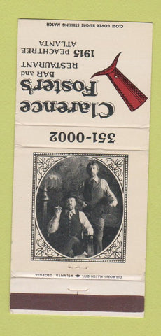 Matchbook Cover - Clarence Foster's Bar Restaurant Atlanta GA 30 Strike